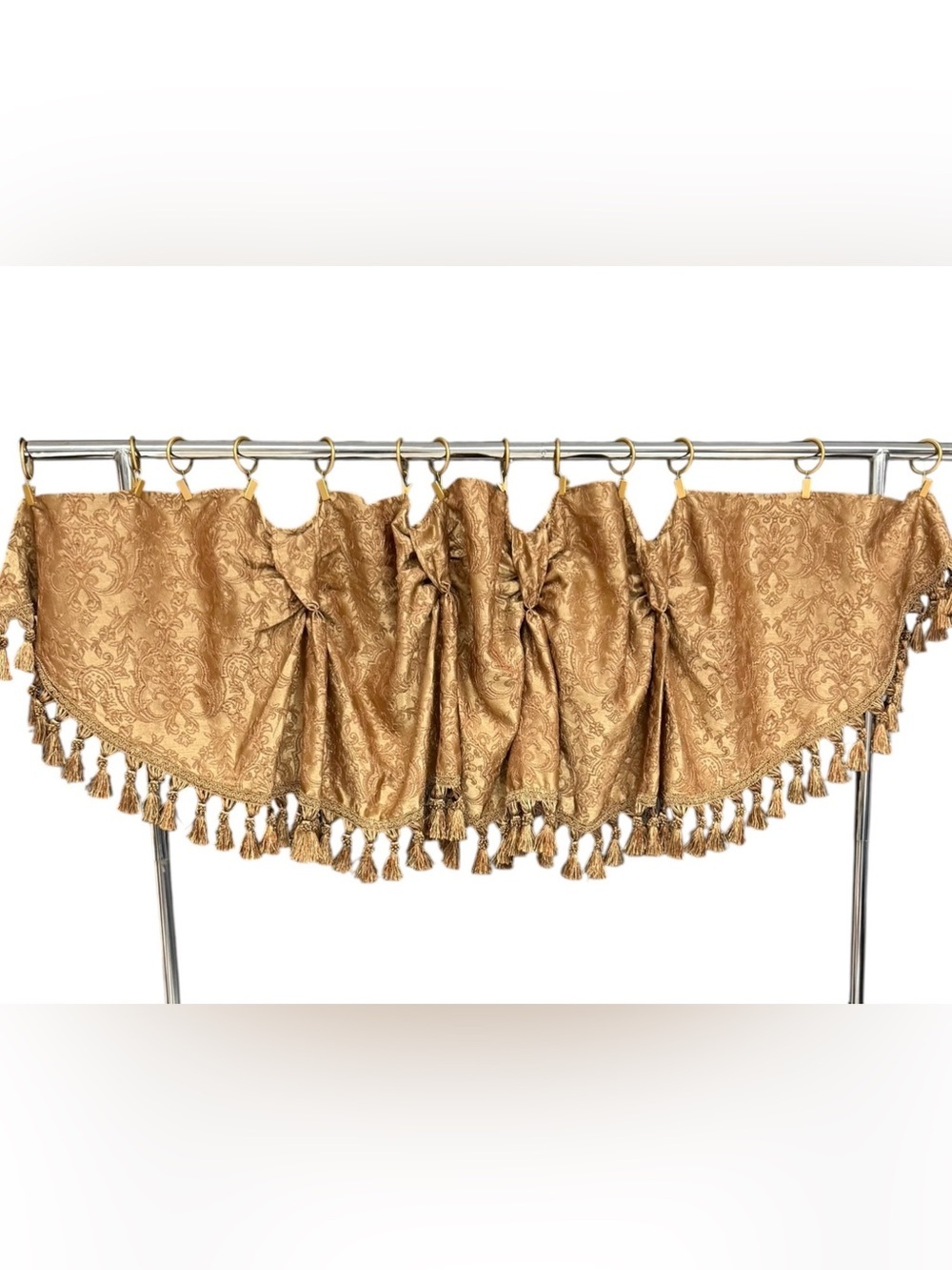 Gold Tassel Paisley Window Valance Elegant Window Treatment, Vintage Gold Tassel